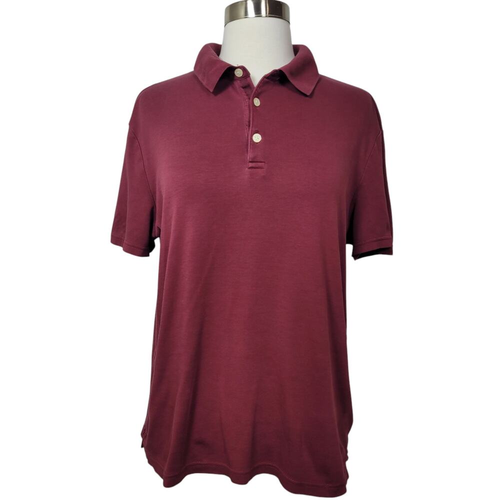 Joseph Abboud Men's Modern Fit Maroon Collared Polo Short Sleeve Shirt Small